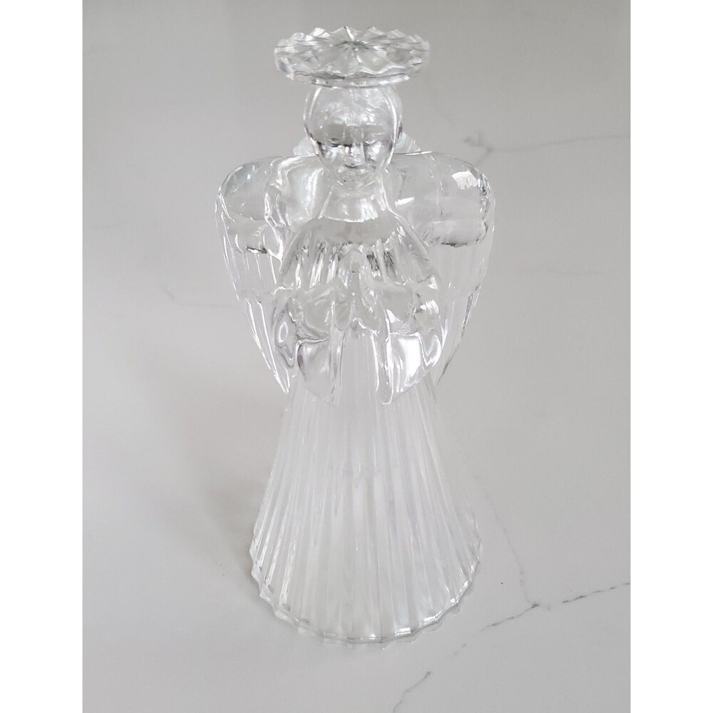 NEW Angel Crystal Candle Holders Clear Set of 2 Holiday Christmas Decor 7" high - Picture 4 of 7